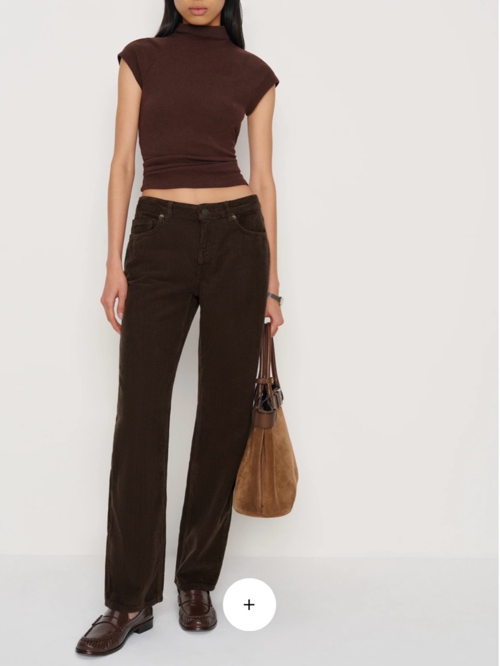 Reformation Charlee straight low rise corduroy cord brown mole 26 jeans NWOT